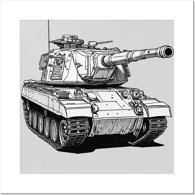 Black and white tank illustration Wall Art by nonagobich